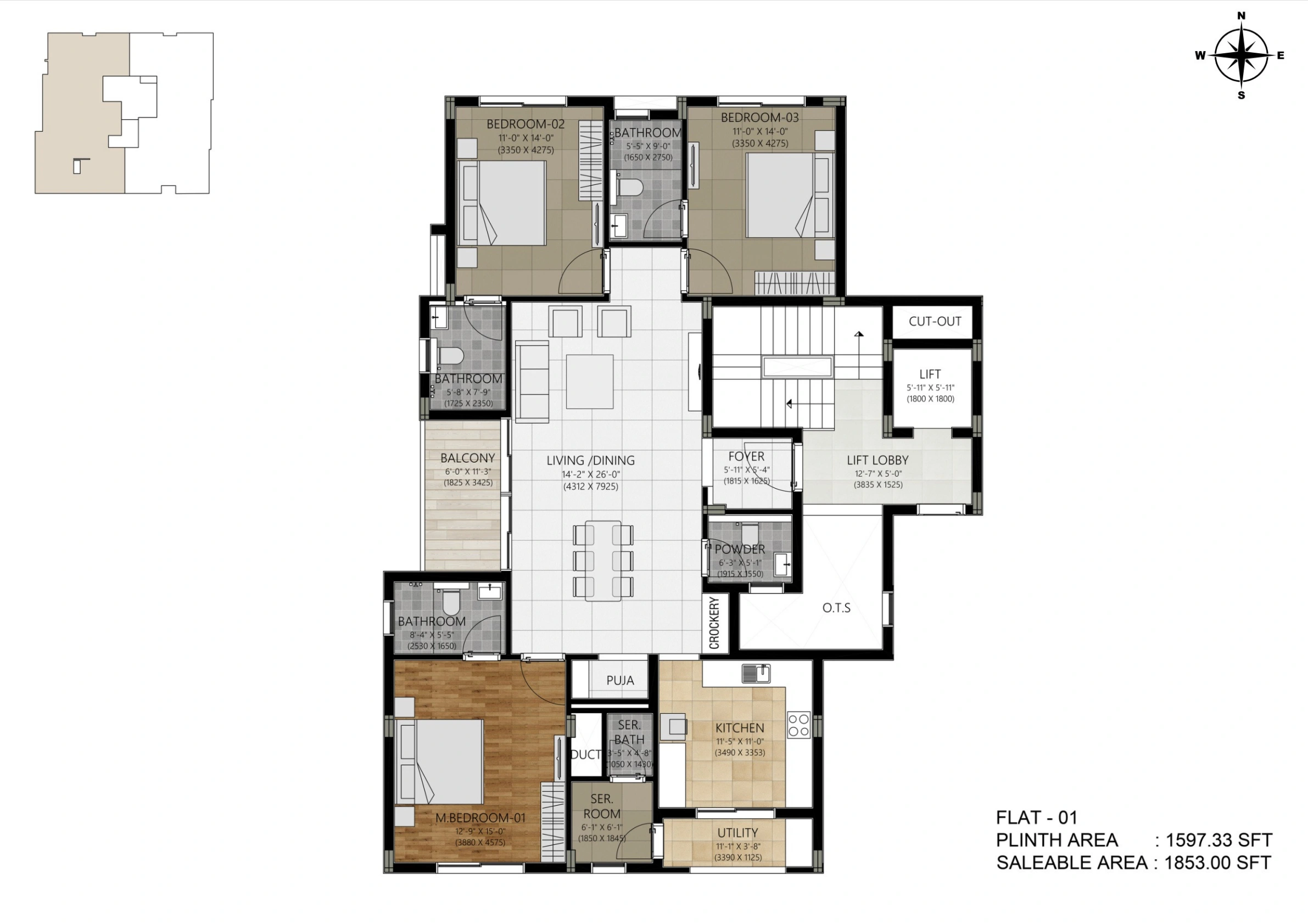 ANN-CHER Flat 01 · 1,853 sq.ft floor plan