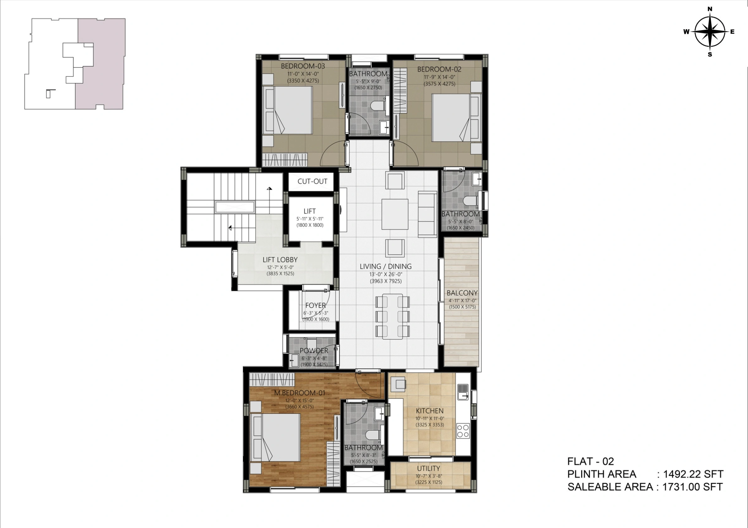 ANN-CHER Flat 02 · 1,731 sq.ft floor plan